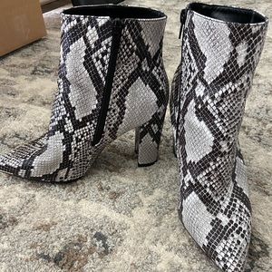 Snakeskin booties